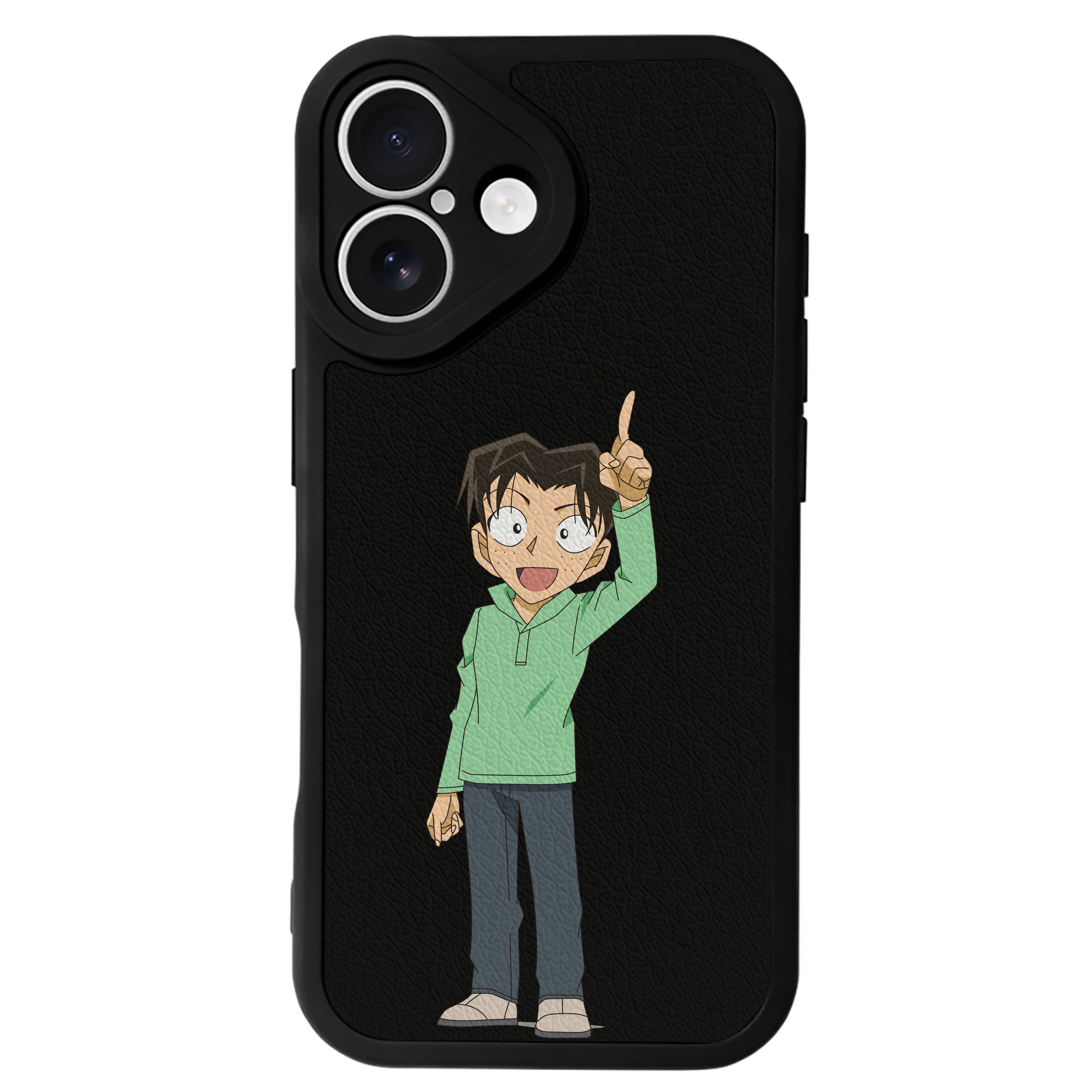 （画像用） 名探偵コナン 円谷 光彦 つぶらや みつひこ Detective Conan Mitch Tennyson 【iPhone 16シリーズ対応】シリコンスマホケース（レザー調） 材質：シリコン